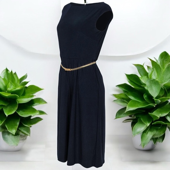 Ralph Lauren Women's Blue Cap Sleeve Wide-Leg Culotte Dress Jumpsuit w/ Pockets - Picture 2 of 16